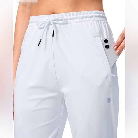 Gradual White Jogger Track Pant Zipper Pockets Tapered Running Sweatpants Lounge - Picture 11 of 15